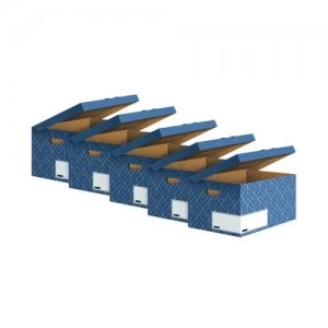Bankers Box Decor Flip Top Box Blue Pack of 5 4484101
