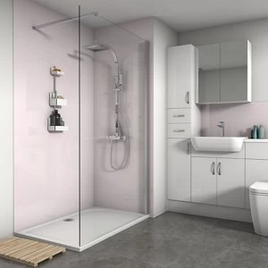 Splashwall Gloss Pale pink Shower Panel (H)2420mm (W)900mm (T)4mm