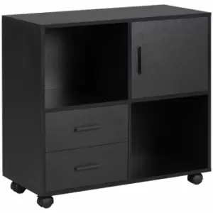 Vinsetto Mobile Printer Table With Open Shelves Drawers And Enclosed Compartment For Home Office Black