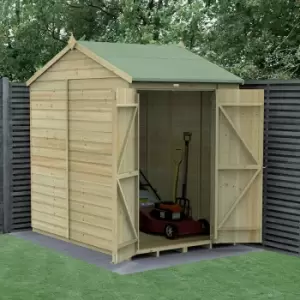 7' x 5' Forest Beckwood 25yr Guarantee Shiplap Windowless Double Door Reverse Apex Wooden Shed - Natural Timber