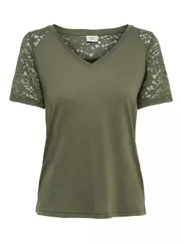 ONLY Lace Detail Top Women Green
