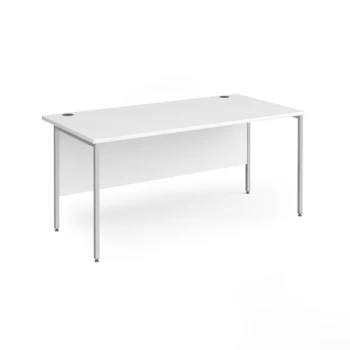 Office Desk 1600mm Rectangular Desk With H-Frame Leg White Tops With Silver Frames 800mm Depth Contract 25