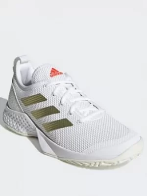adidas Apac Halo Womens Multi-court Tennis Shoes, White/Gold, Size 7, Women