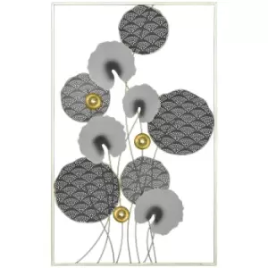 HOMCOM 3D Metal Wall Art Leaves For Home Decor Hanging Wall Sculpture Gold