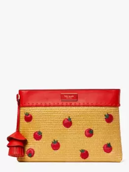 Kate Spade Roma Embellished Tomato Straw Clutch, Natural Multi, One Size