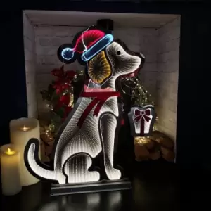 78cm LED Infinity Standing Dog Christmas Decoration with Metal Base in Warm White
