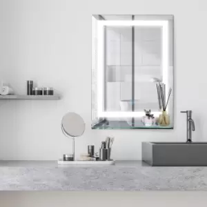 70 x 50cm LED Light Up Bathroom Mirror With Glass Shelf Touch Switch