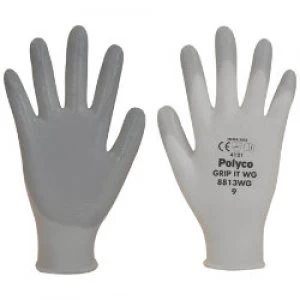 Polyco Gloves Knitted Nylon Nitrile Size 7 Grey White