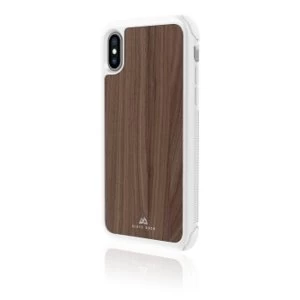 Black Rock - Robust Real Wood Cover for Apple iPhone XS, walnut