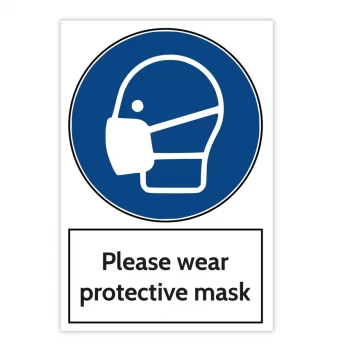 Full Colour Aluminium Warning Sign - Please Wear Protective Mask (200 X 300mm)