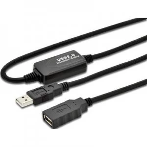 Digitus USB 2.0 Cable extension [1x USB 2.0 connector A - 1x USB 2.0 port A] 10.00 m Black