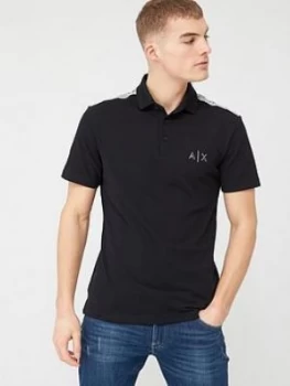 Armani Exchange Reflective Sleeve Panel Logo Polo Shirt Black Size L Men
