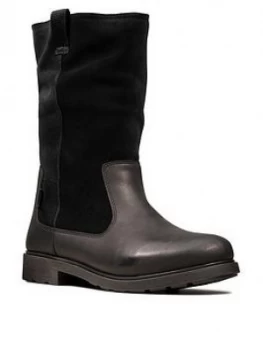 Clarks Girls Astrol Rise Boots - Black Leather, Size 5 Older