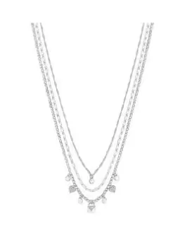 Lipsy Silver Mirror And Diamante Charm Multi Row Necklace