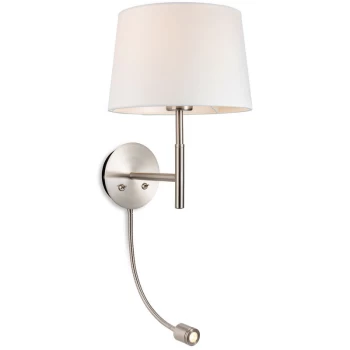 Firstlight - Seymour Classic Switched Wall Lamp with Adjustable Reading Light Brushed Steel with Cream Shade