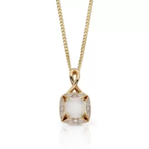 JG Signature 9ct Gold Opal & Diamond Twisted Bale Necklace