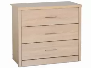 Seconique Lisbon Light Oak Effect 3 Drawer Low Chest of Drawers Flat Packed