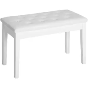 HOMCOM Classic Piano Bench Padded Seat Makeup Stool Solid Wood Wooden White - White