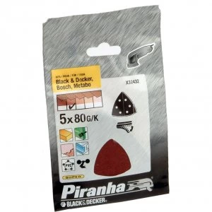 Black and Decker Piranha Quick Fit Delta Sanding Sheets 80g Pack of 5