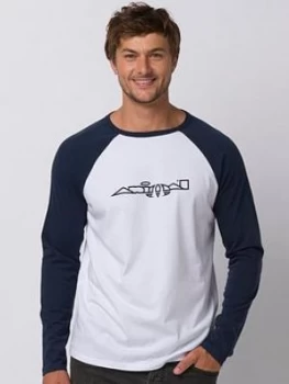 Animal Long Sleeve Retro Action Graphic T-Shirt - Indigo Blue, Indigo Blue, Size L, Men
