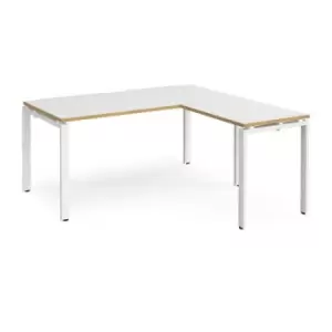 Bench Desk Add On Return Desk 1600mm White/Oak Tops With White Frames Adapt