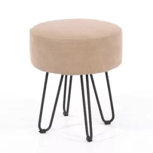 Core Products Sand Fabric Round Stool With Black Metal Legs
