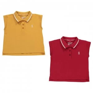 SoulCal 2 Pack Cropped Polo Shirt Junior Girls - Ochre/Red