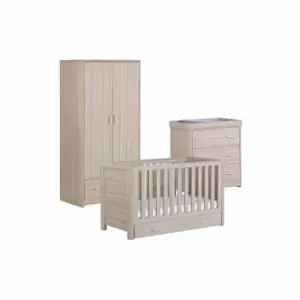Babymore Luno Oak Room Set 3 Pieces With Drawer - Cot Bed Chest Wardrobe