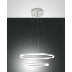 Fabas Luce Giotto LED Integrated Pendant Ceiling Light Light White Glass