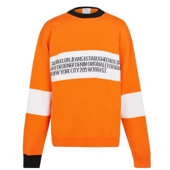 Calvin Klein Jeans Logo Sweater - White/Orange