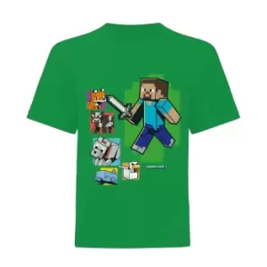 Minecraft Boys Steve And Friends T-Shirt (12-13 Years) (Green)