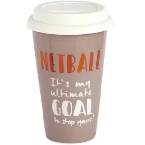 Arora Ultimate Gift for Girls 8702 Netball Sport Ceramic Travel Mug, Stainless Steel