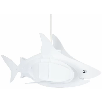 Childrens Shark Ceiling Pendant Light Shade 3D White Bedroom Lighting - No Bulb