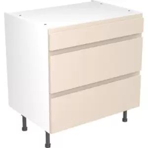 Kitchen Kit Flatpack J-Pull Kitchen Cabinet Base 3 Drawer Unit Super Gloss 800mm in Cashmere MFC