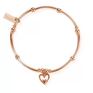 ChloBo Sterling Silver Rose Gold Plated Mini Noodle Ball Heart In Heart Bracelet