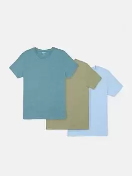 Burton Menswear London Burton 3 Pack Regular Fit T-Shirt, Blue, Size S, Men