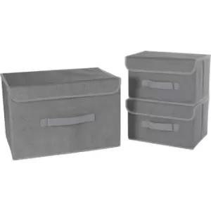 Fabric Storage Boxes - Set of 3 M&W - Grey
