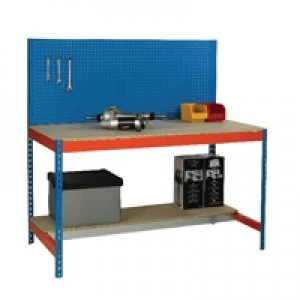 Slingsby Blue and Orange Workbench With Backboard and Lower Shelf 1200x750mm 37