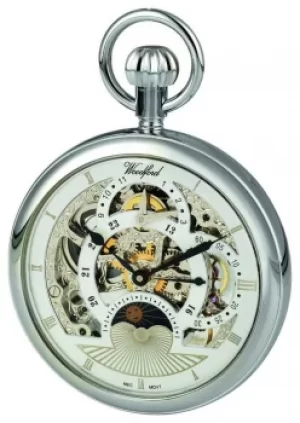 Woodford Chrome Skeleton Dial Dual Time Zone Pocket Watch