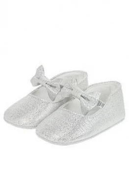 Monsoon Baby Girls Everly Silver Shimmer Bootie - Silver, Size 3-6 Months