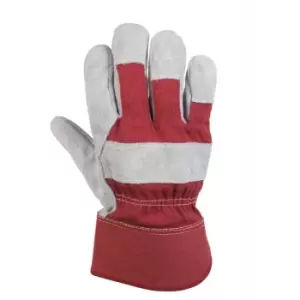 Glenwear Unisex Adults Heavy Duty Leather Gloves (XL) (Red/White)