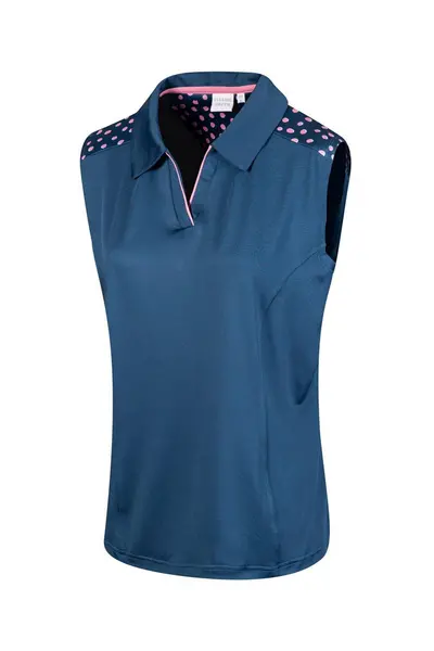 Island Green Golf Sleeveless Blue Polo Shirt