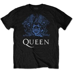 Queen - Blue Crest Mens Large T-Shirt - Black