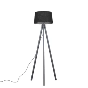 Barbro Grey Tripod Floor Lamp With Black Doretta Shade