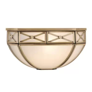 Bannerman 1 Light Indoor Wall Uplighter Antique Brass with Frosted Glass, E14