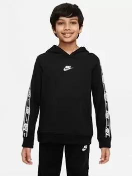 Boys, Nike Junior NSW Repeat Pullover Hoodie - Black/White, Size Xs=6-8 Years