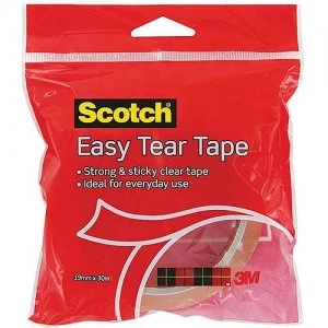 Original Scotch Easy Tear 19mm x 30m Adhesive Tape Clear Pack of 1 Roll
