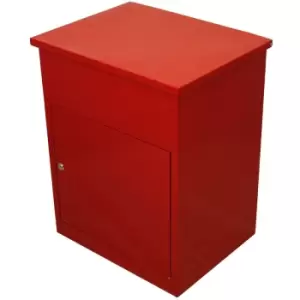 Parcel Post Box Lockable Wall Mounted Secure Large Outdoor Letter Smart Mail Drop Box Weatherproof Galvanised Steel 6 Keys 580 x 460 x 360mm - Red