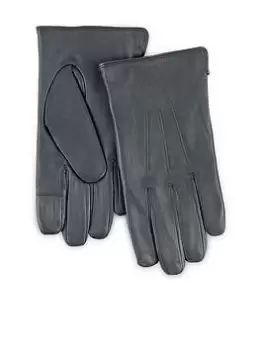 Totes Isotoner Water Repellent 3 Point Leather Glove With Smart Touch, Grey, Size L/Xl, Men