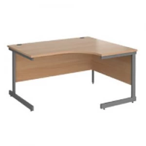 Right Hand Ergonomic Desk with Beech Coloured MFC Top and Graphite Frame Cantilever Legs Contract 25 1400 x 1200 x 725 mm